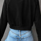 CASUAL SPORTS CREW-NECK LONG-SLEEVED CROP HOODIE