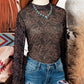 Western Rodeo Mock Neck Long Sleeve Mesh Top