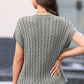 Crew Neck Cable Knit Short Sleeve Sweater (Two Colors)