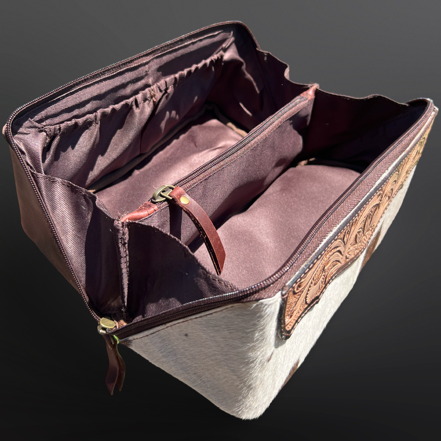 Western Tooled Leather Toiletry Bag - Cowhide