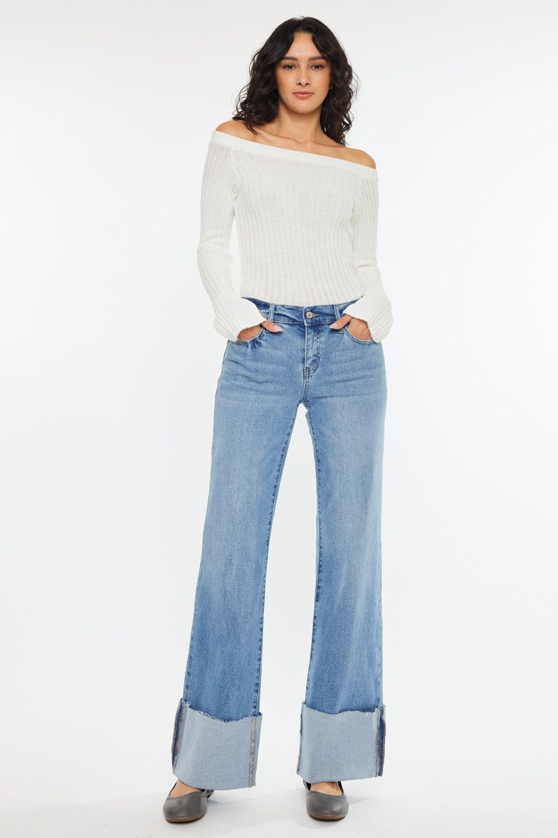 KanCan Light Wash Cuff Jeans