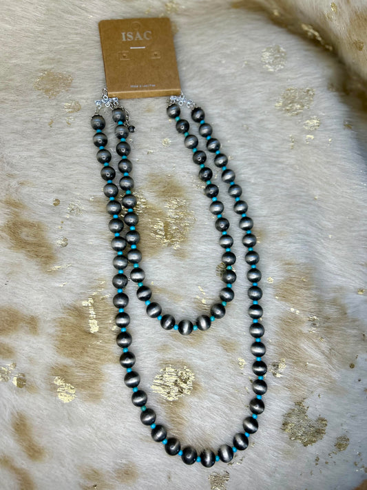 Handmade Navajo Pearl and Turquoise Bead Necklace