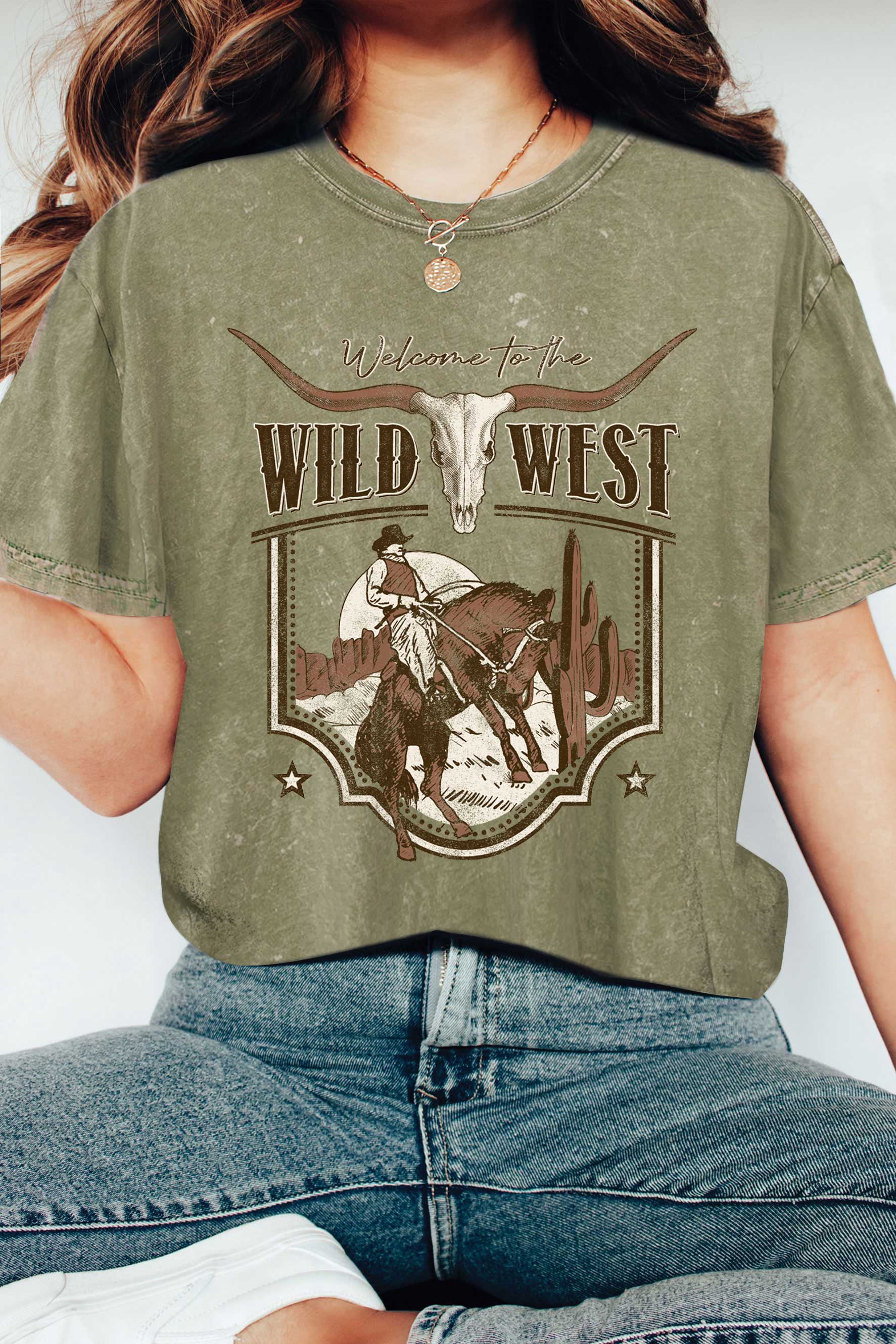 WELCOME TO THE WILD WEST COWBOY MINERAL GRAPHIC TSHIRTS – Rhinestones-N ...