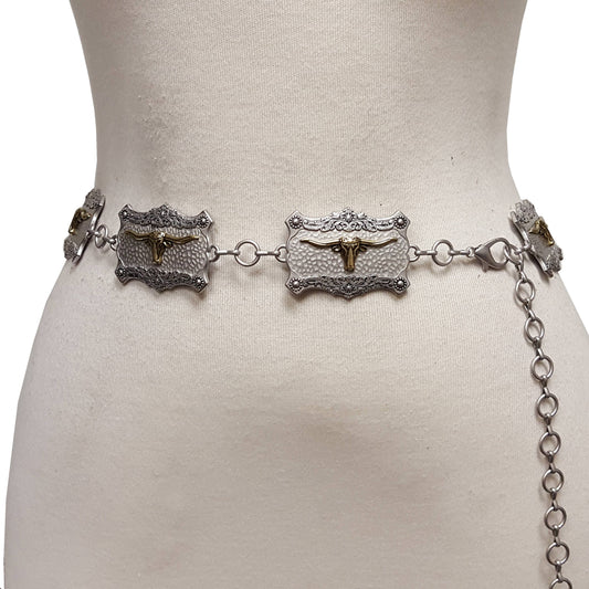 Western Long Horn Concho Chain Belt